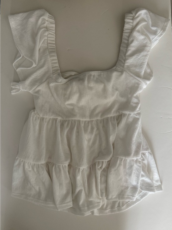 Altar'd State Tops - Altar'd State White Ruffle Tiered Square-Neck Top